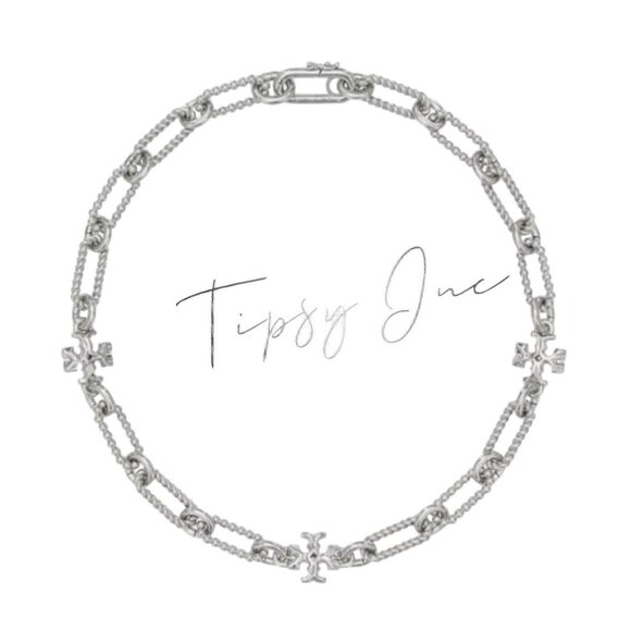 Tory Burch Silver Coated Roxanne Chunky Necklace! - Picture 1 of 3